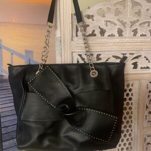 Jessica Simpson Chic Black Tote with Bow on Front - New without Tags.